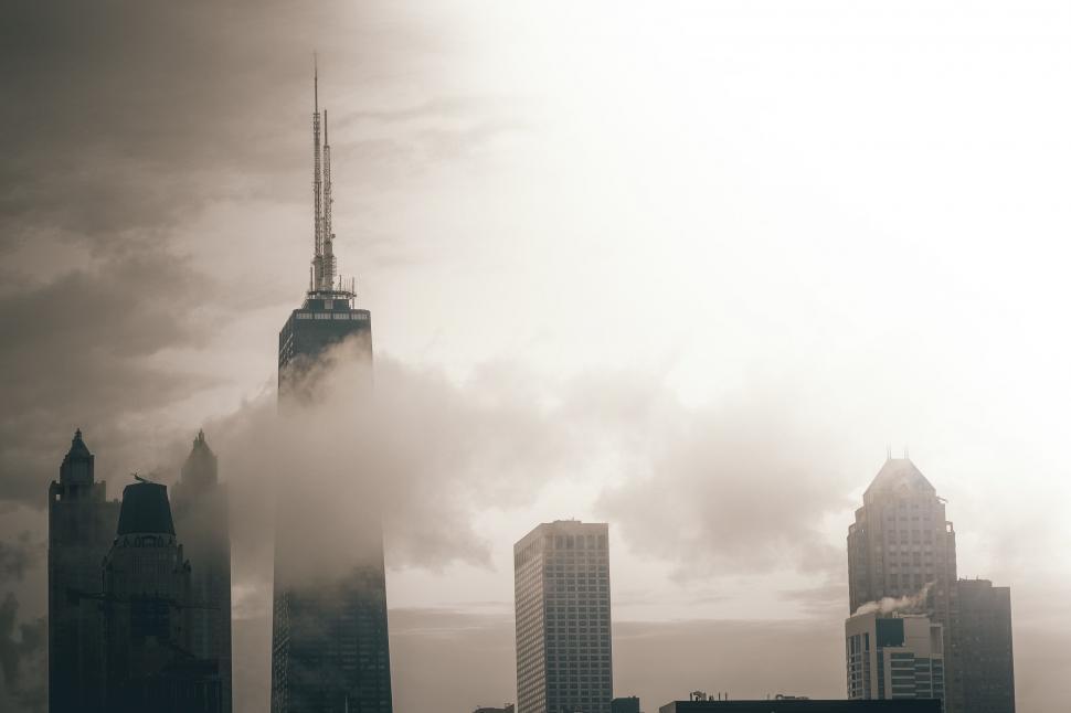 Free Image of City Skyline in Black and White 