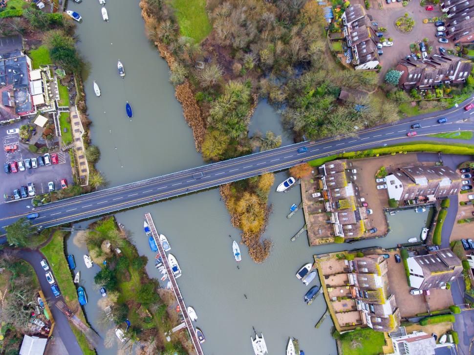 Free Image of Aerial View of River and Road 