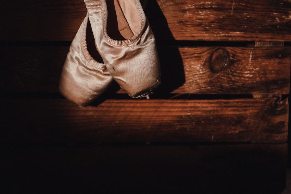 Free Image of Ballet Shoes on Wooden Bench 