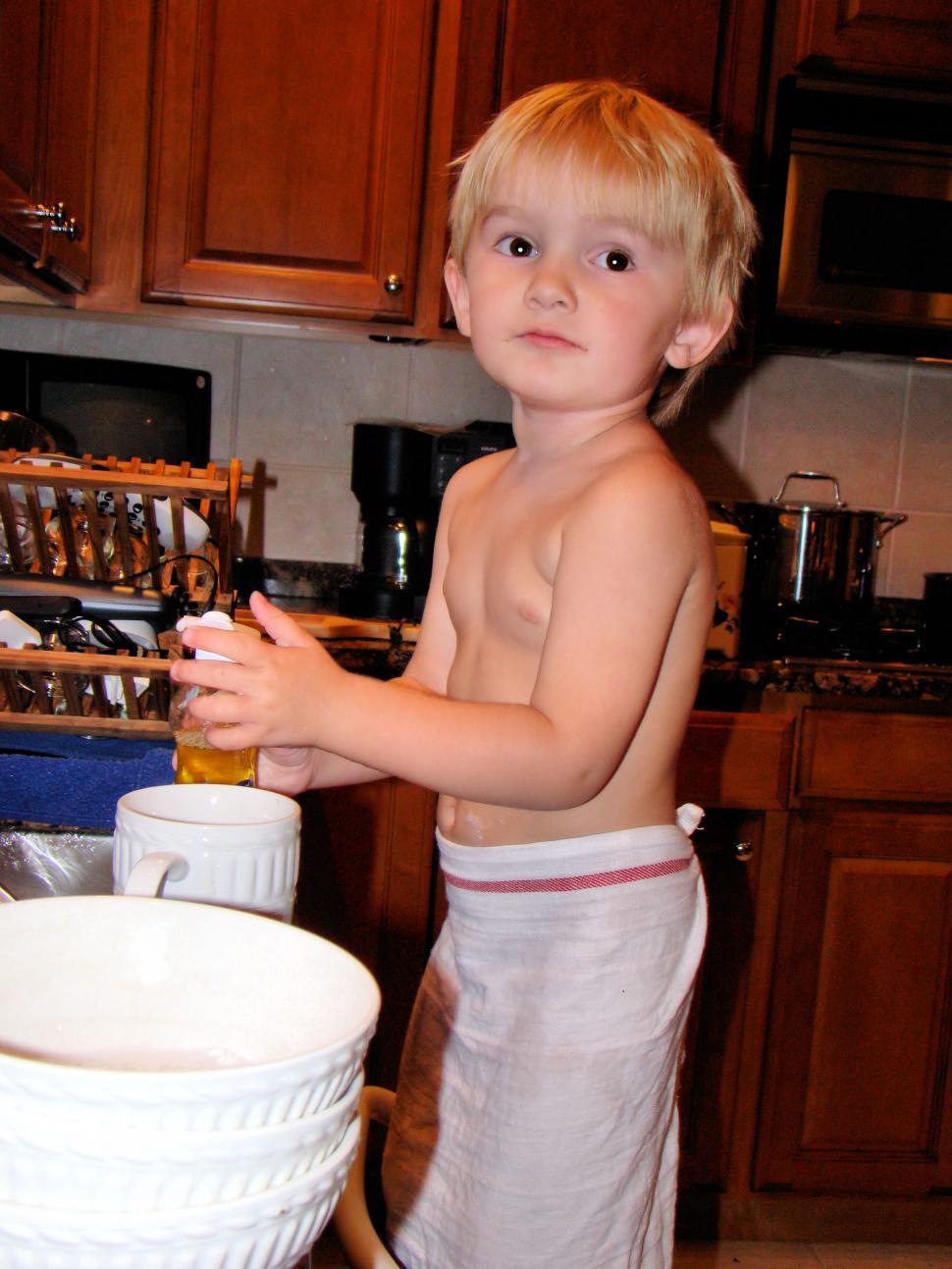 Free Image of Kitchen Duty! 