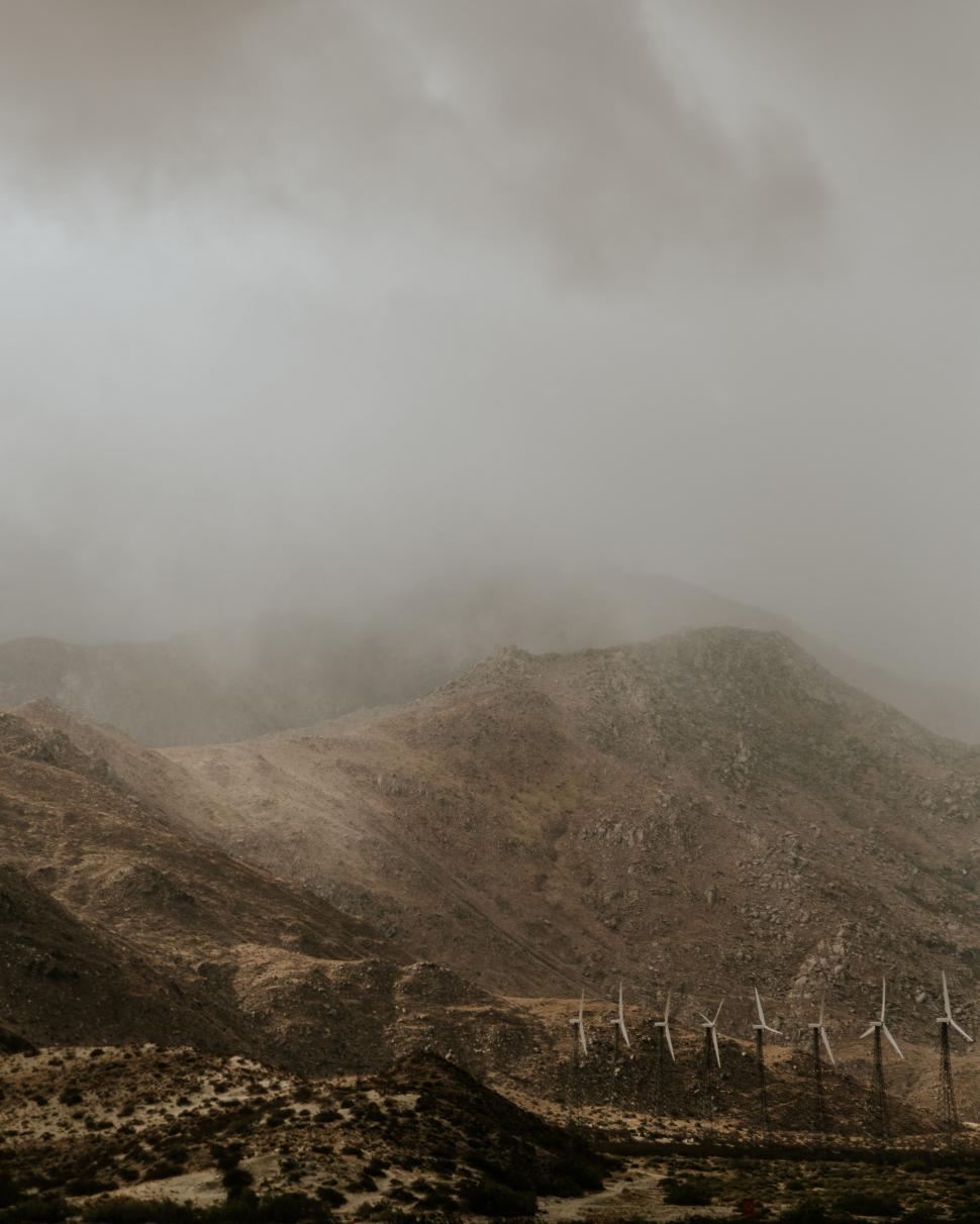 Free Image of Wind Mills in the Mountains 