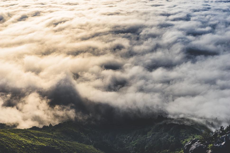 Free Image of Clouds Veiling Mountain Peaks 