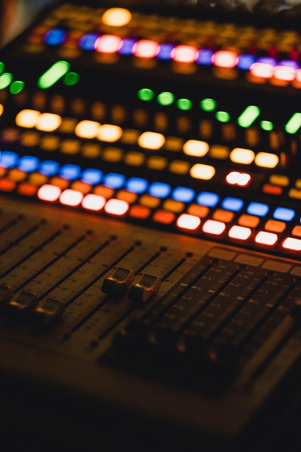 Free Image of Close Up of a Sound Mixing Console 
