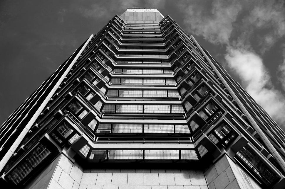 Free Image of Tall Building in Black and White 