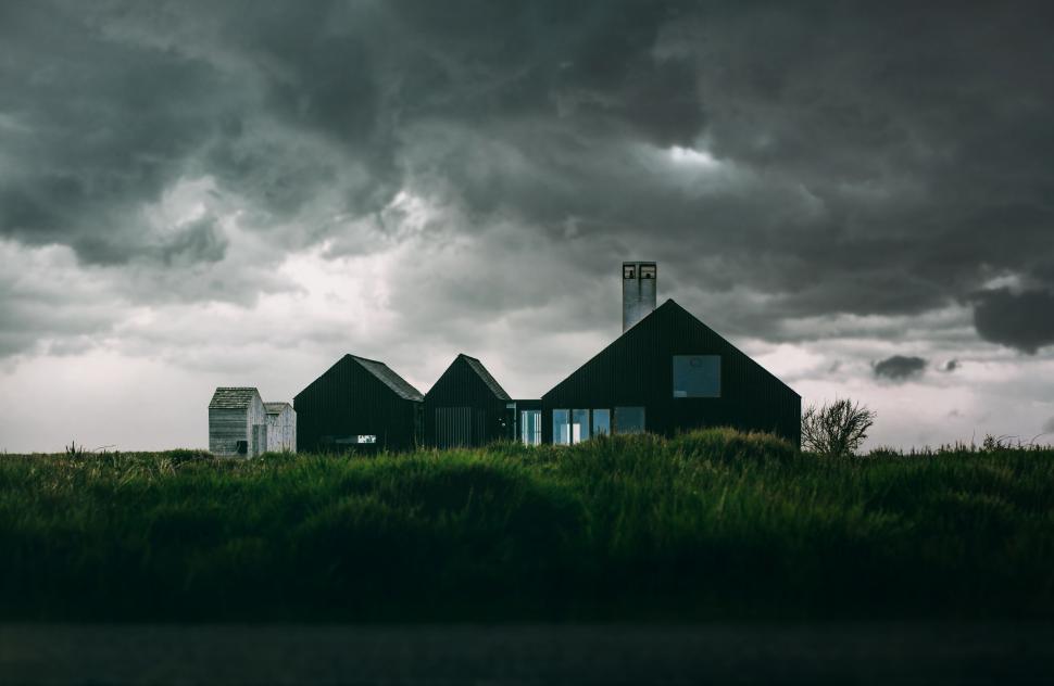 Free Image of Row of Houses in Black and White 