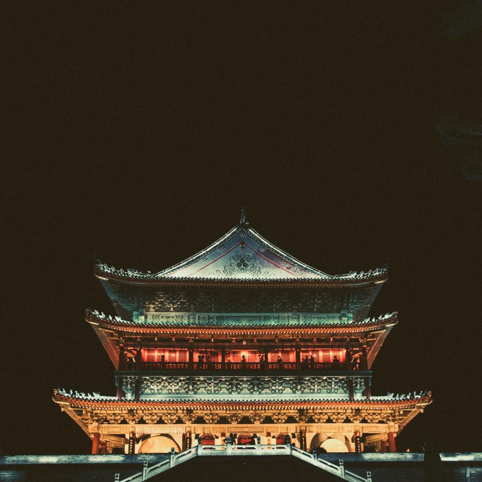 Free Image of Illuminated Building Against Night Sky 