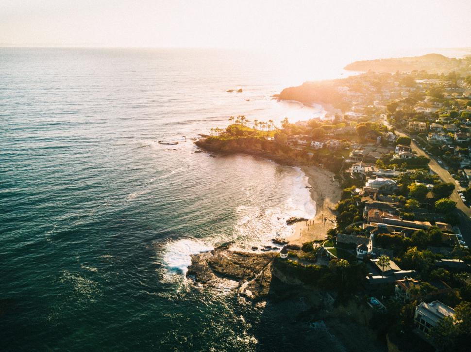 Free Image of Aerial View of Beach With Houses 