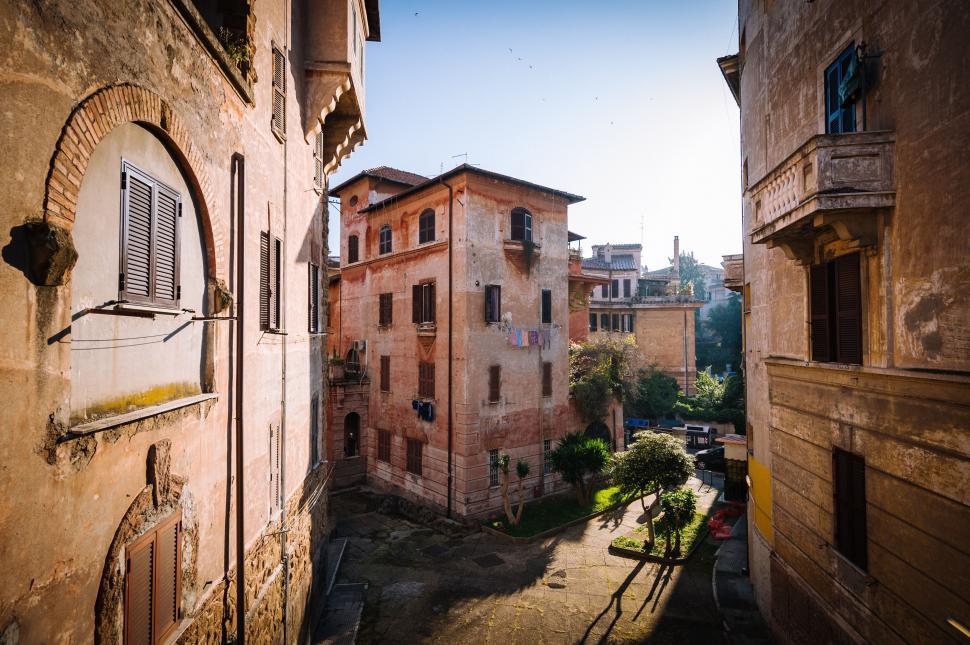 Free Image of Urban Alleyway With Background Buildings 