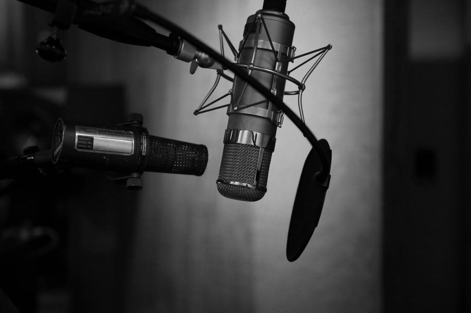 Free Image of Classic Black and White Microphone 