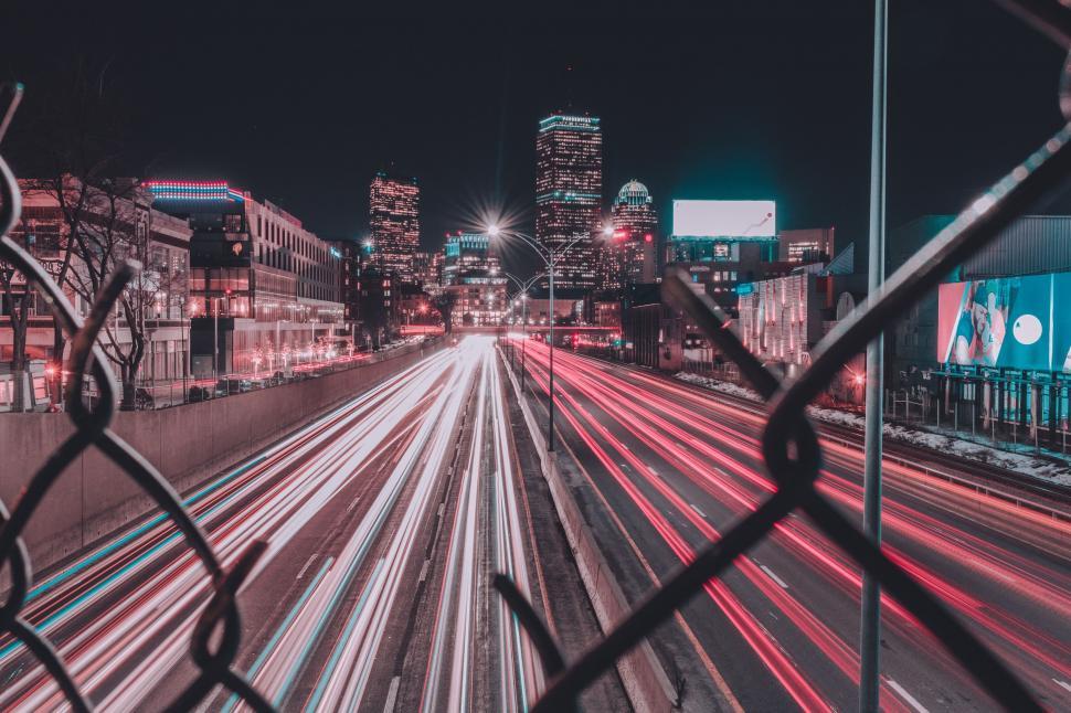 Free Image of City Night View From a Bridge 