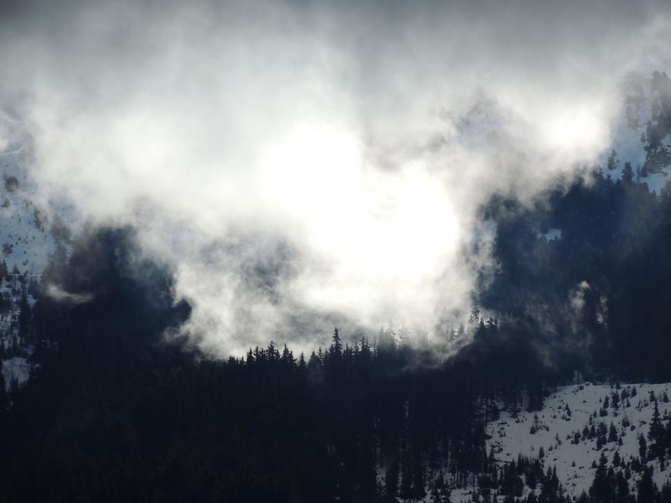Free Image of Snow Covered Mountain in Monochrome 