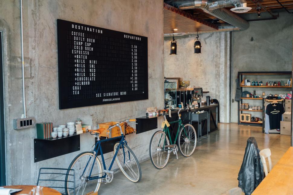 Free Image of Bikes Parked Outside Restaurant 