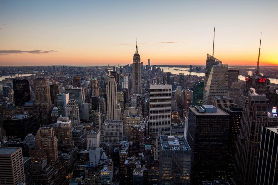 Free Image of Aerial View of City at Sunset 