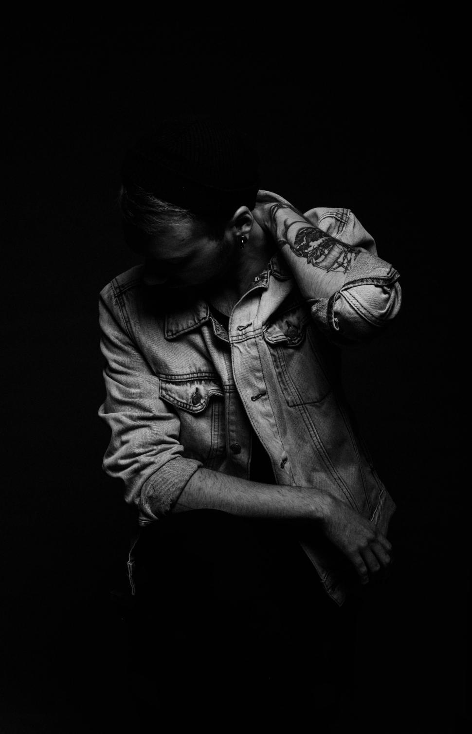 Free Image of Bearded Man in Black and White 