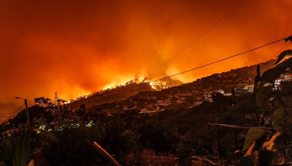Free Image of Large Fire Burning in the Distance 