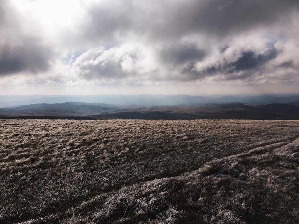 Free Image of Vast Field Under Cloudy Sky 