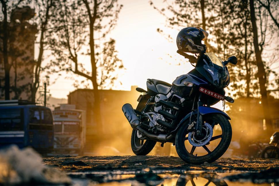 Free Image of Motorcycle Parked on Side of Road 