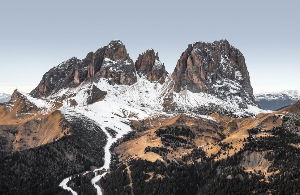 Free Image of Snow-Covered Mountain Range With River 