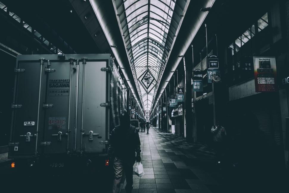 Free Image of Busy Black and White Train Station 