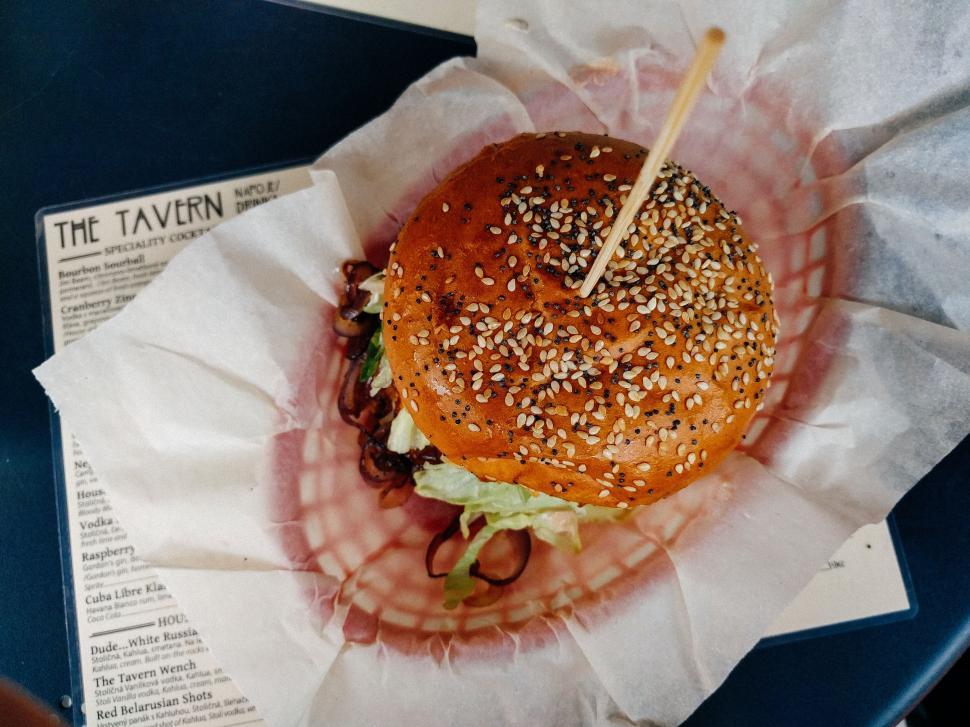 Free Image of Burger on Paper Wrapper 