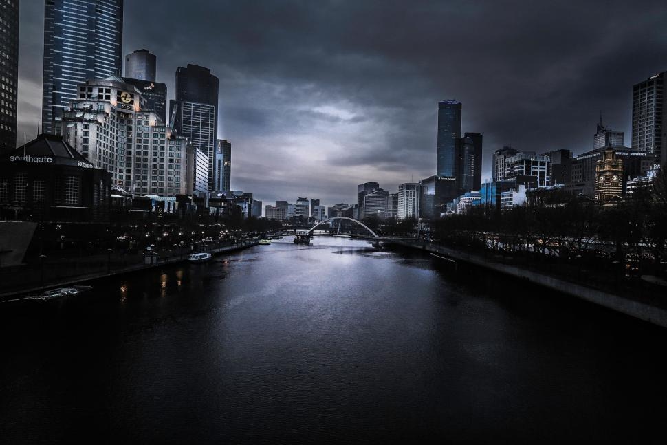 Free Image of Night View of a City in Black and White 