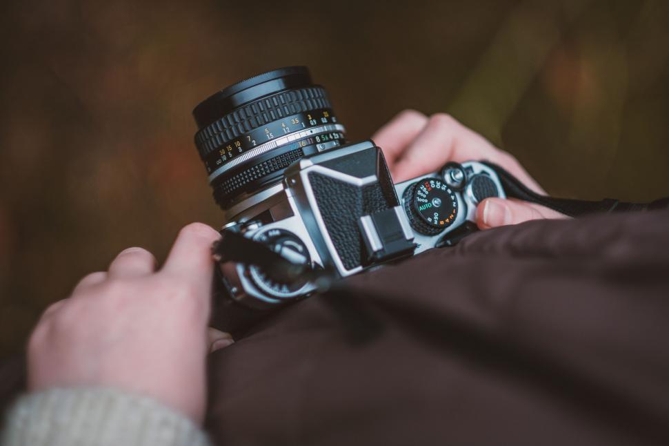 Free Image of Person Holding Camera to Face 