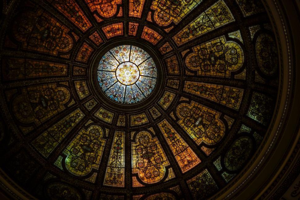 Free Image of Circular Stained Glass Window in Building 