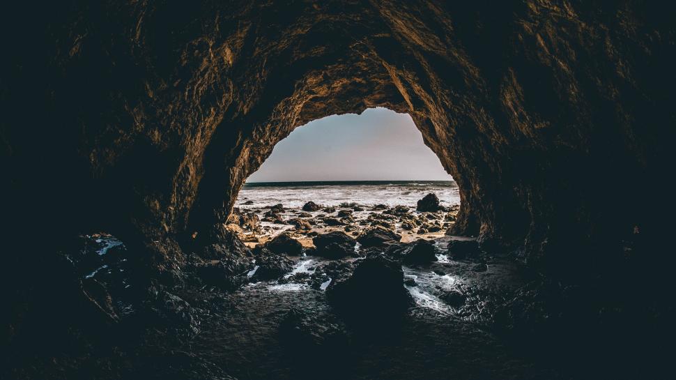 Free Image of Cave Overlooking Ocean View 