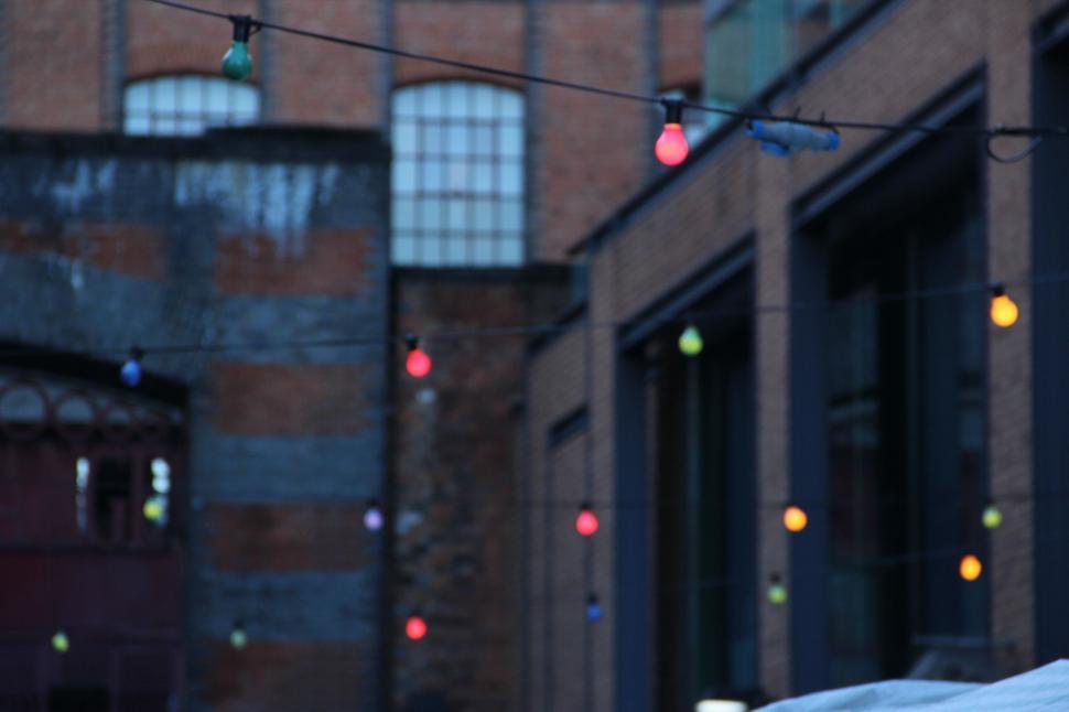 Free Image of Building Adorned With Hanging Lights 