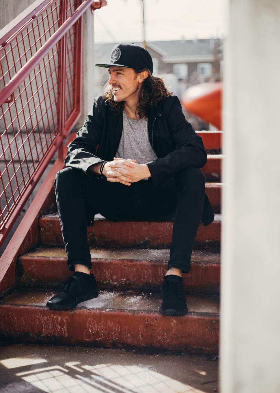 Free Image of Man Sitting on Steps of Building 