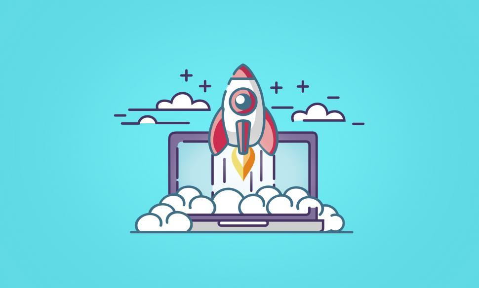 Free Image of Lift Off - A Rocket Lifts Off from Computer Screen 