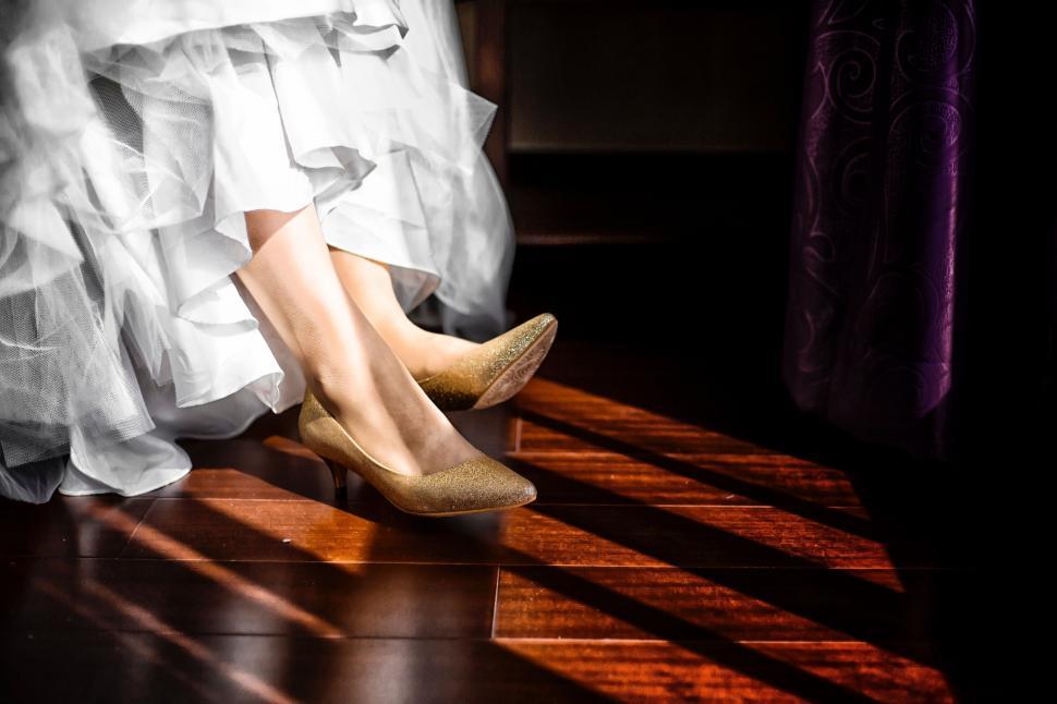 Free Image of Woman in White Dress and High Heels 