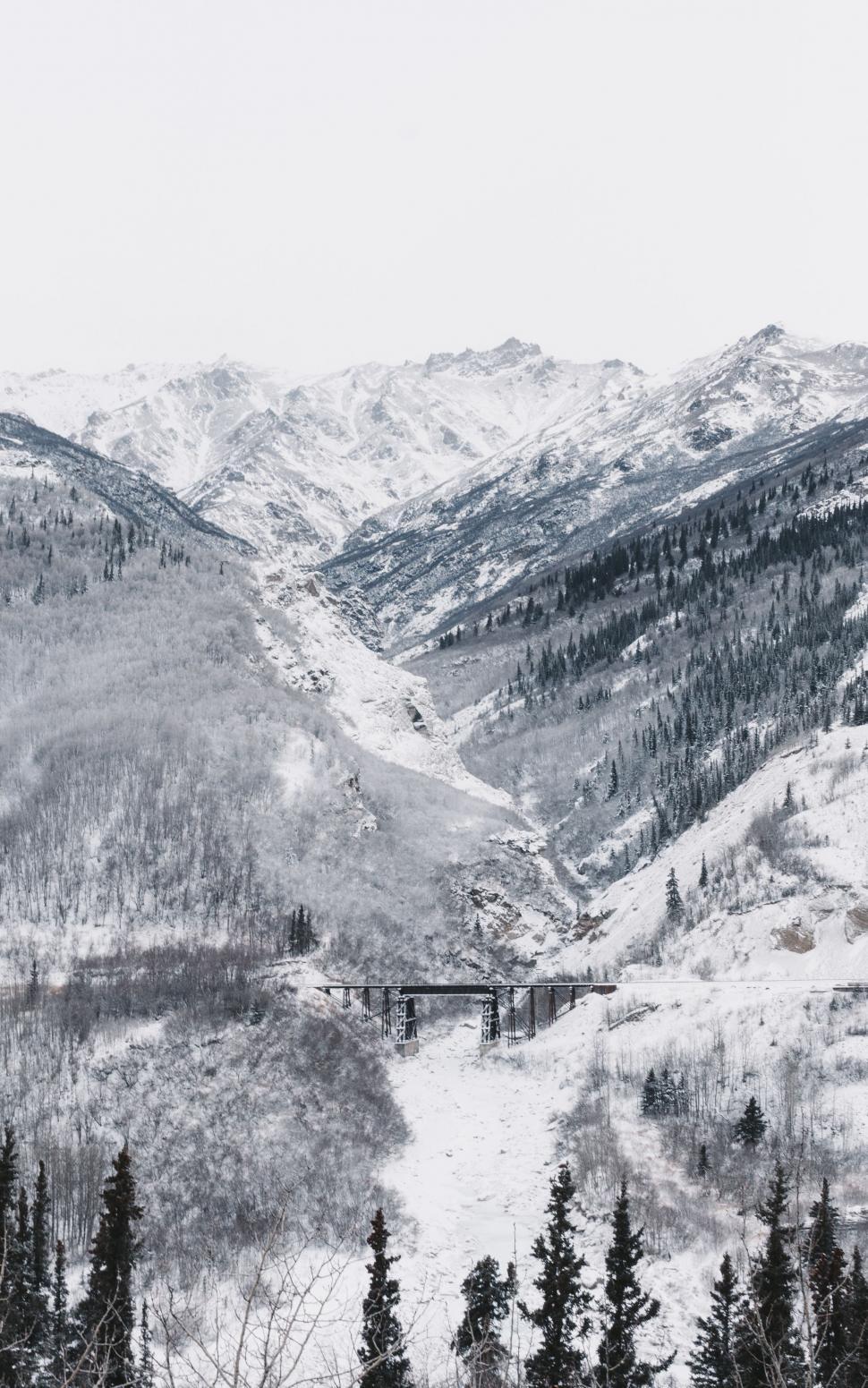 Free Image of Snowy Mountain in Black and White 