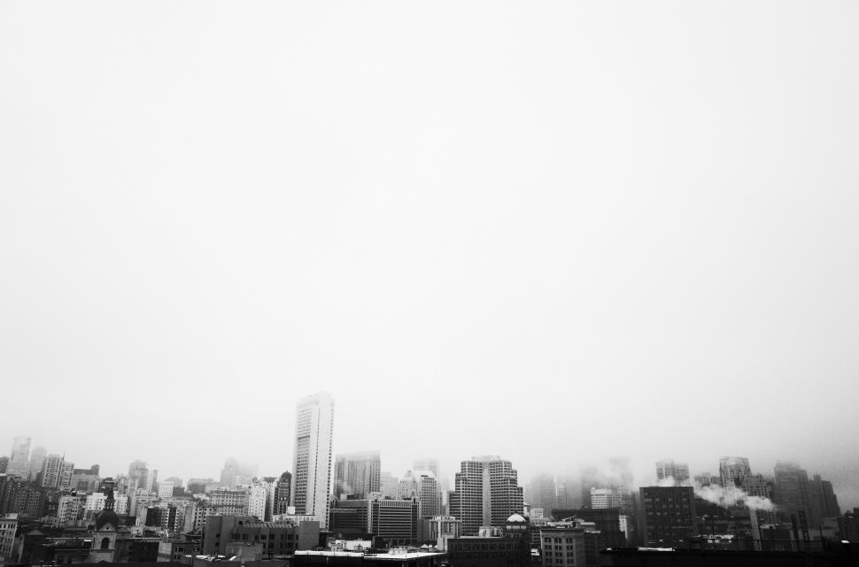 Free Image of City Skyline in Black and White 