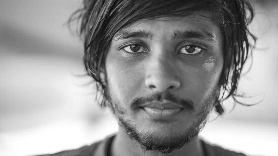 Free Image of A Man With a Beard in Black and White 