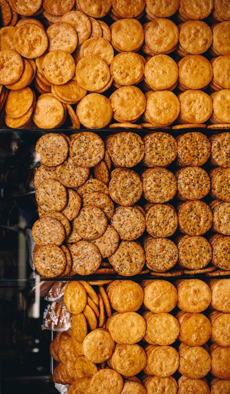 Free Image of Assorted Food Items Displayed on a Shelf 