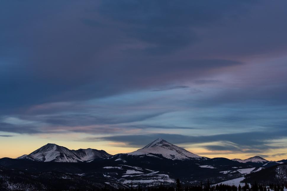 Free Image of Snowy Mountain Range at Dusk 