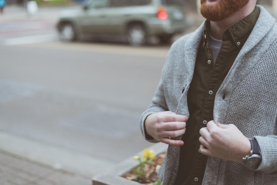 Free Image of Man With Beard Wearing Gray Jacket 