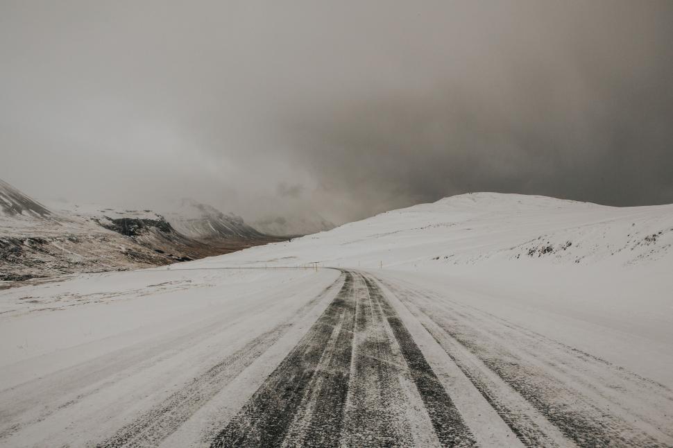 Free Image of Snow Covered Road in Black and White 