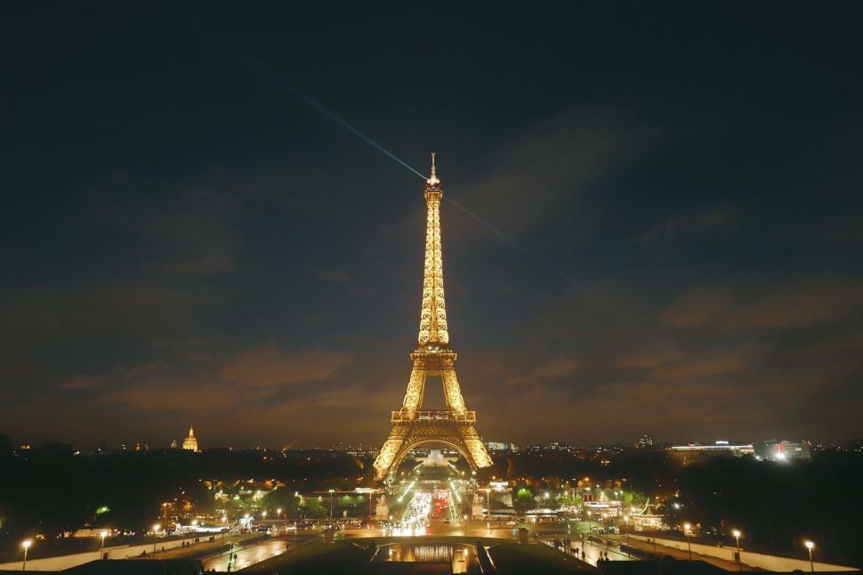 Free Image of The Eiffel Tower Illuminated at Night 
