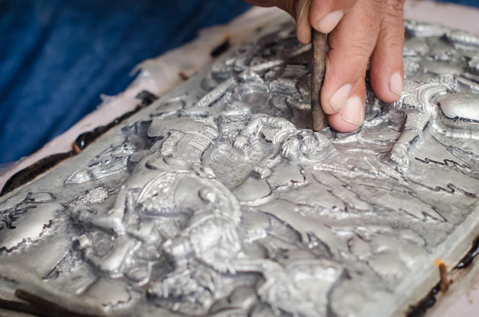 Free Image of Carving on silver  