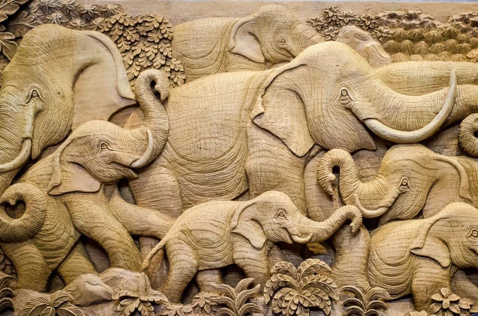 Free Image of Elephant wood sculpture  