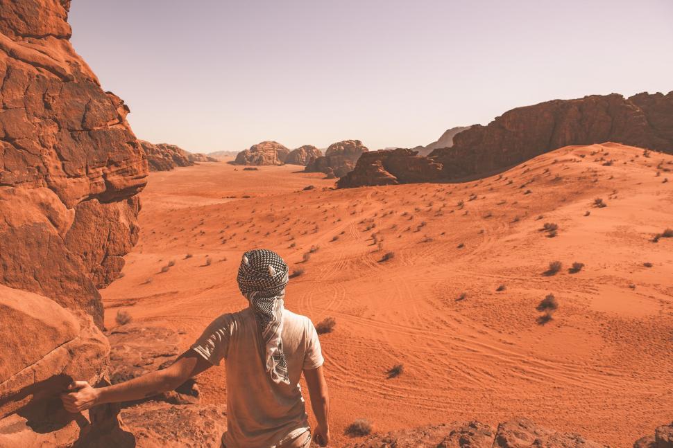 Free Image of Man Standing in Desert 