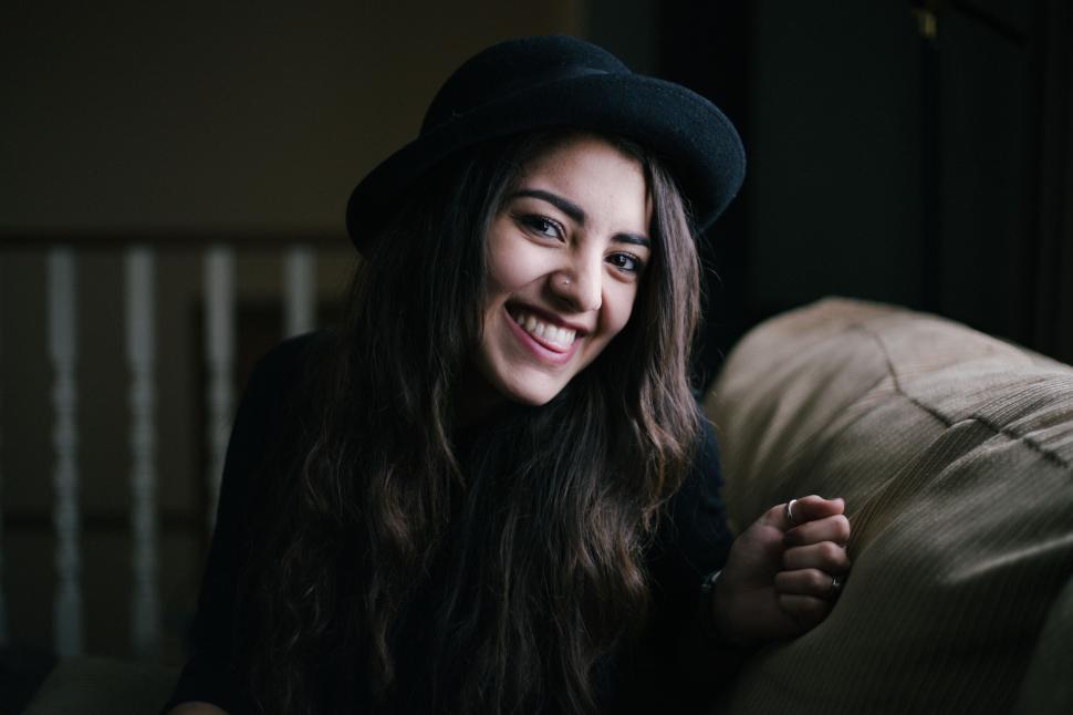Free Image of Smiling Woman in Black and White 