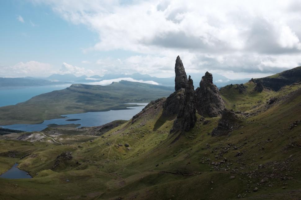 Free Image of Aerial View of Mountain Range and Body of Water 