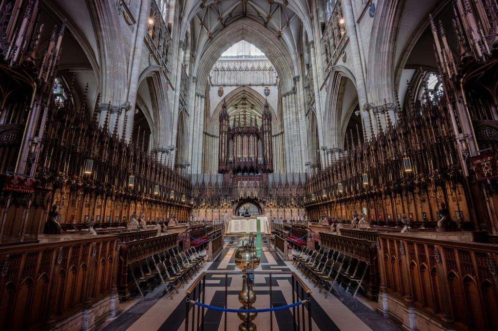 Free Image of Interior of a Grand Cathedral With Pews 
