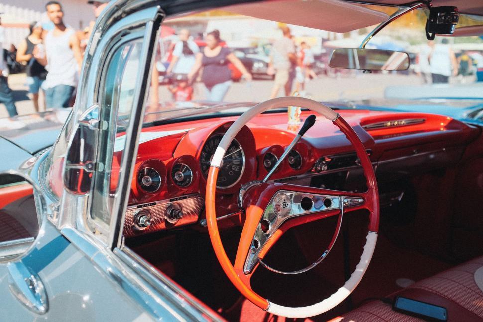 Free Image of Car With Steering Wheel and Dashboard 