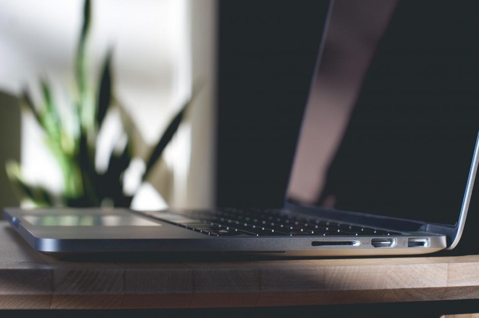 Free Image of Laptop Computer on Wooden Desk 