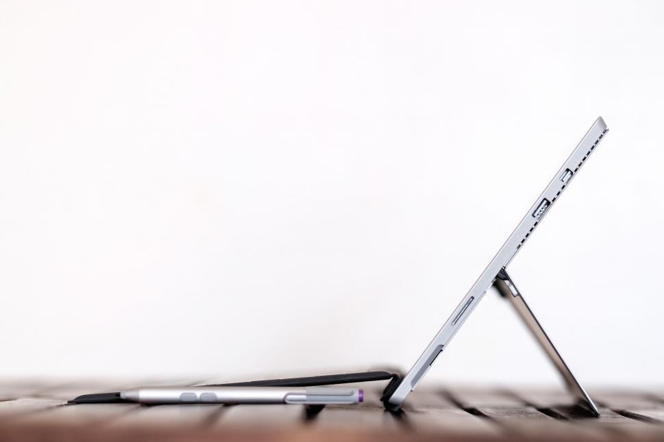 Free Image of Laptop Computer on Wooden Table 