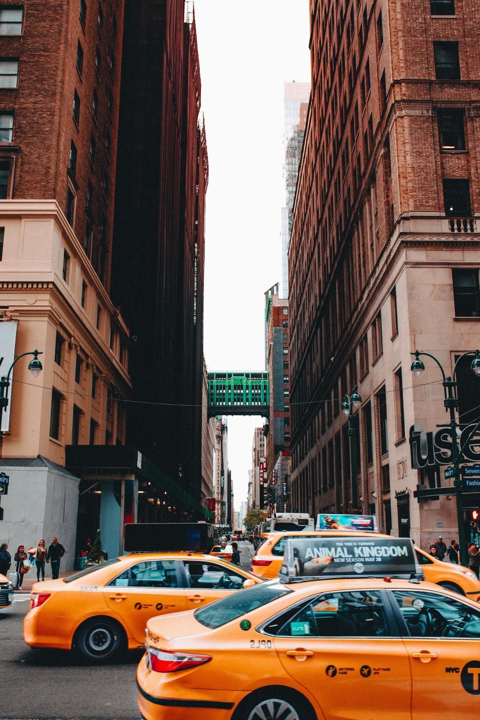 Free Image of Busy City Street With Tall Buildings 